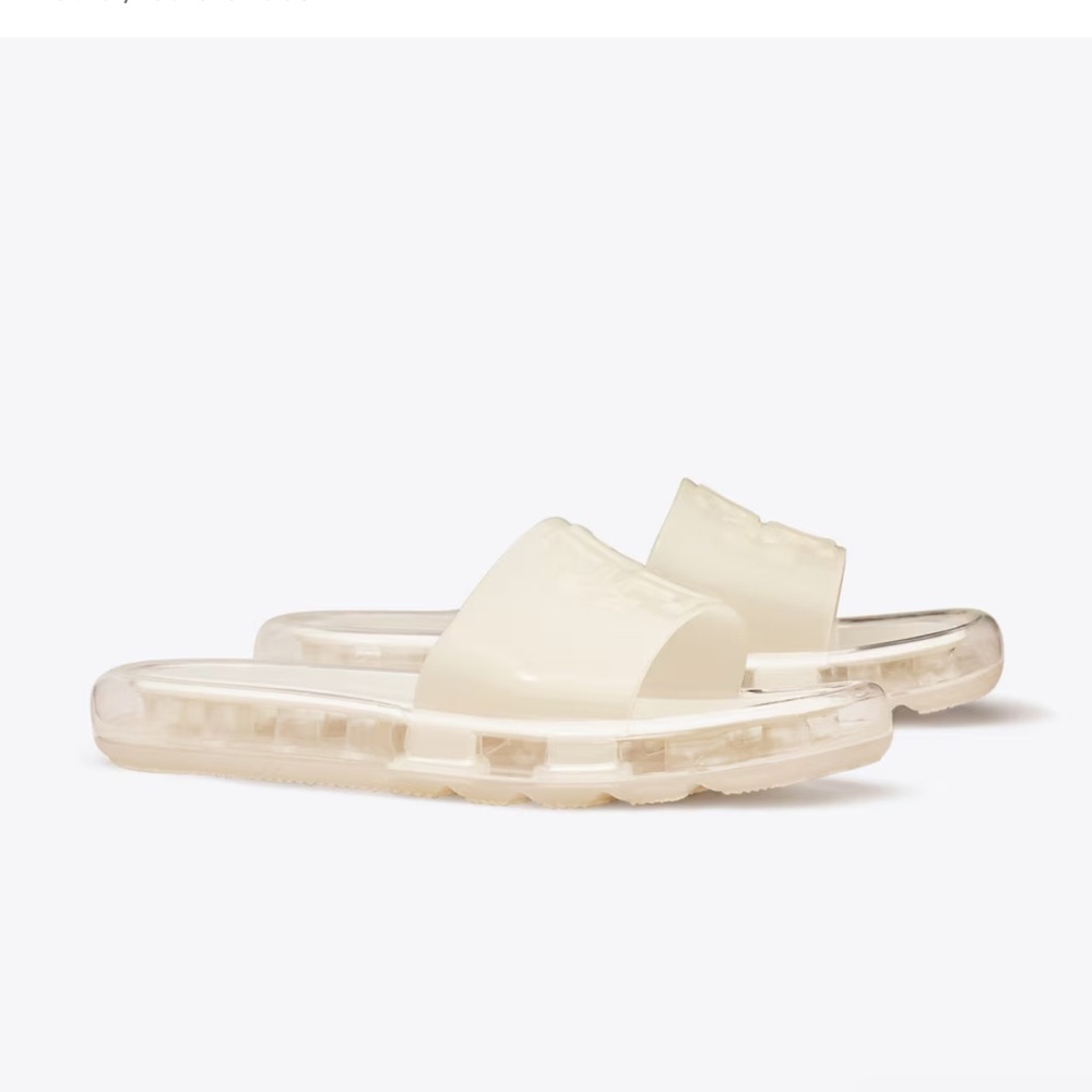 Tory Burch Cream Clear Jelly Slide Sandals